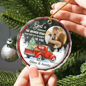 Custom Photo God Blessed  - Personalized Circle  Ornament