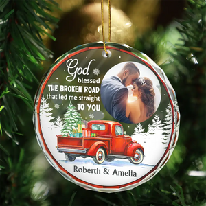 Custom Photo God Blessed  - Personalized Circle  Ornament