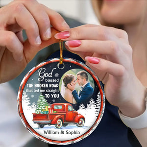 Custom Photo God Blessed  - Personalized Circle  Ornament