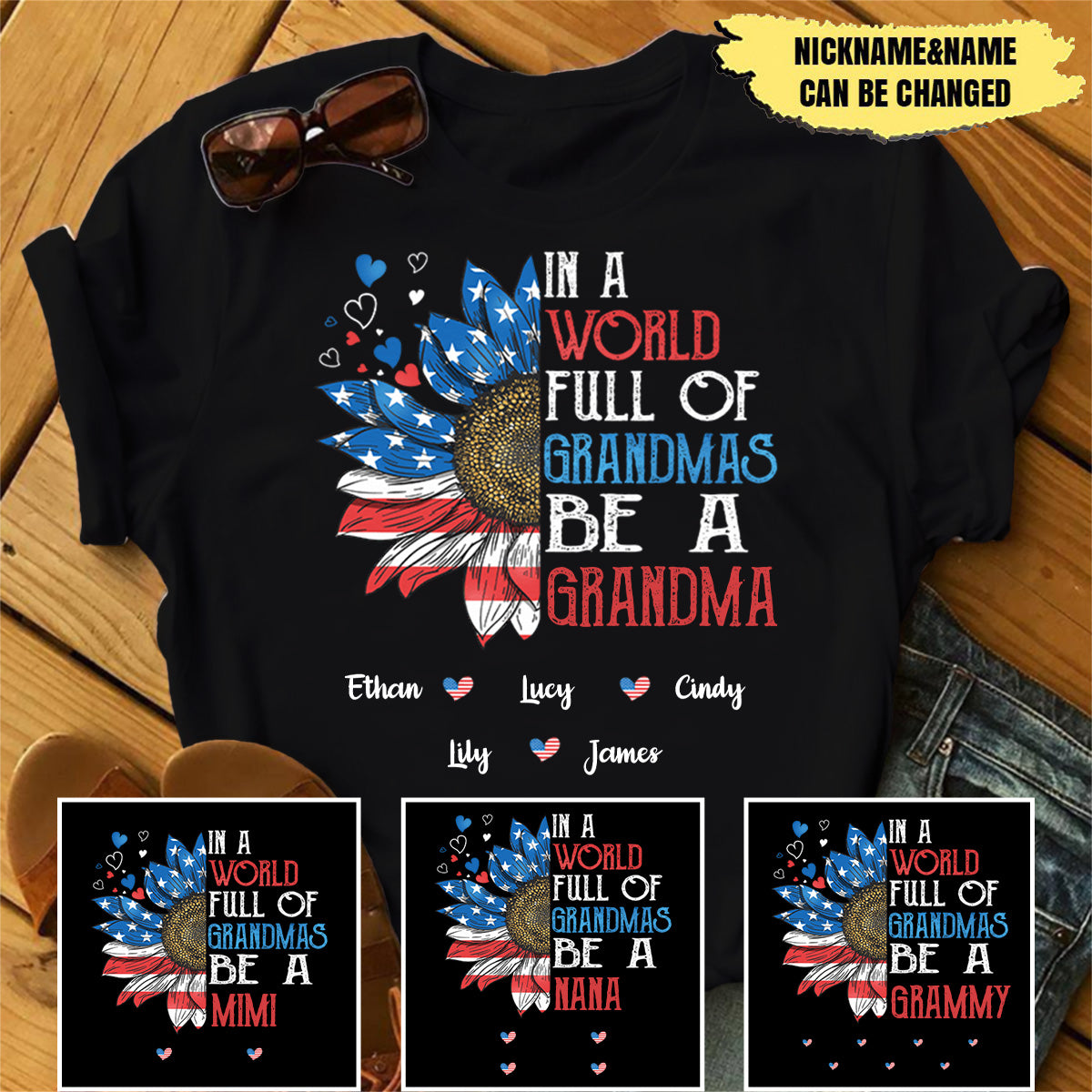 In A World Full Of Grandmas Be A Mimi - Gift For 4th Of July - Personalized T-Shirt