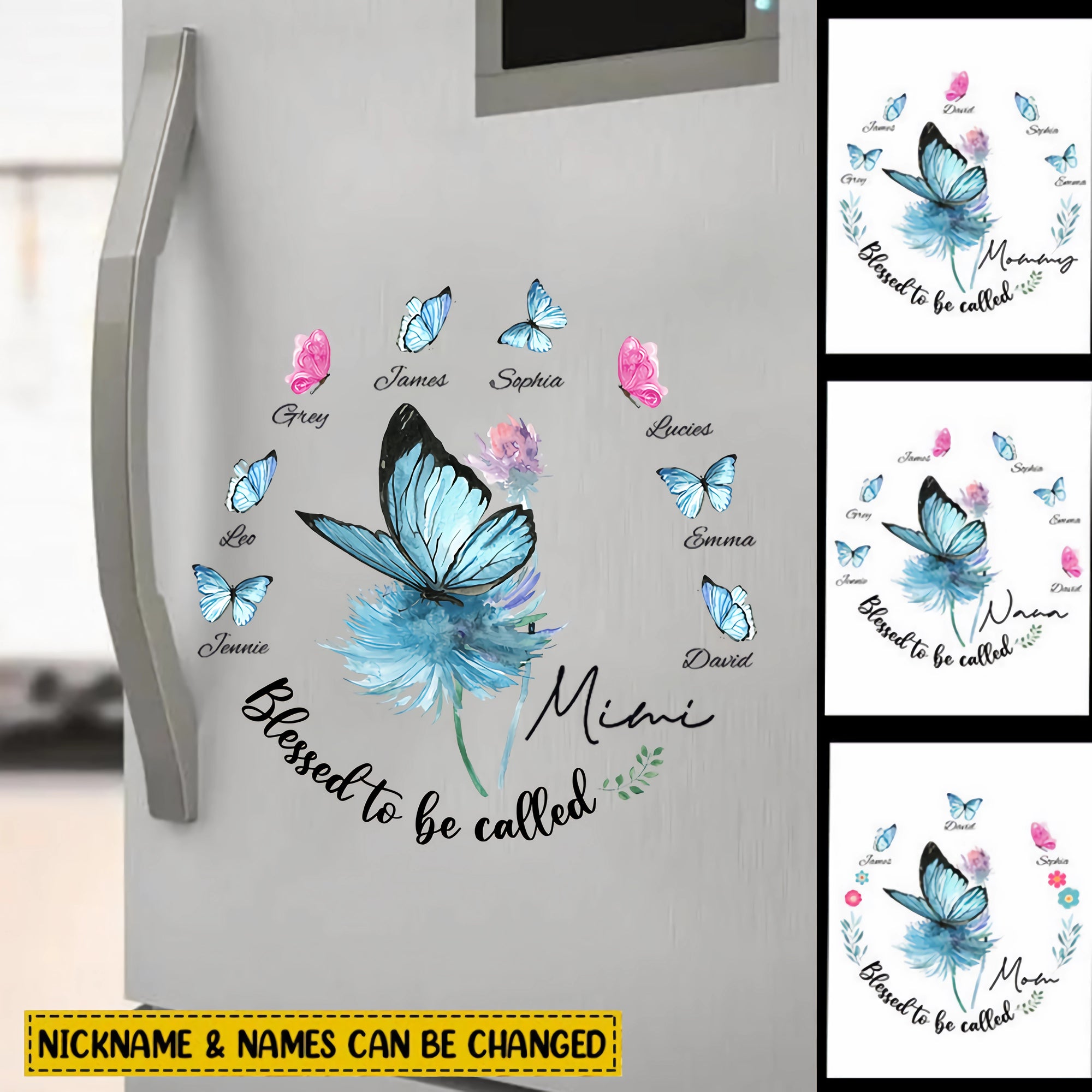 Blessed To Be Called Mimi Mom Butterfly Kids Personalized Sticker