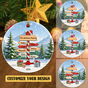 Personalized Christmas Road Sign Name Ornament - Gift for Family