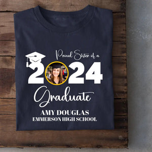 Personalized Custom Graduation Photo T-Shirt, Proud Mom Of A Graduate