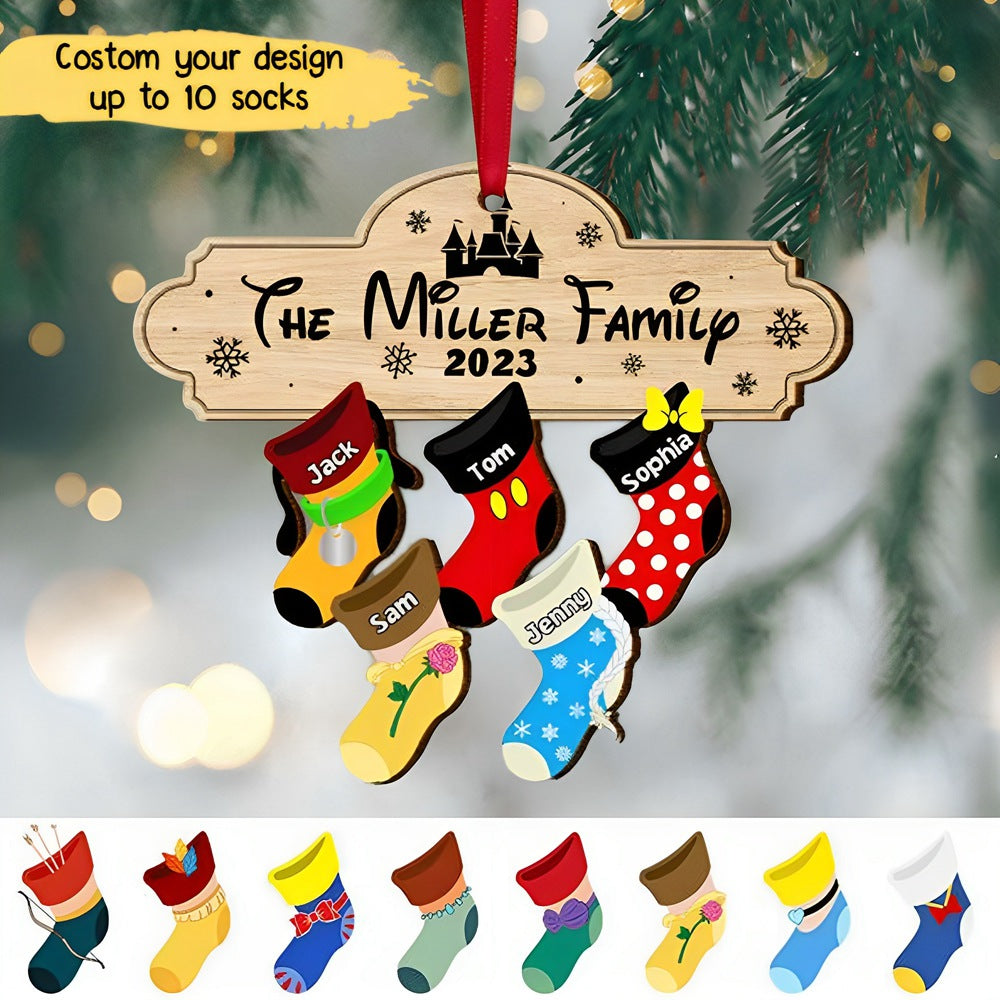 Family Socks, Personalized Acrylic Ornament, Christmas Gift For Family