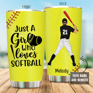 Personalized Tumbler, Gift For Softball Fans, Eat Sleep Softball Repeat