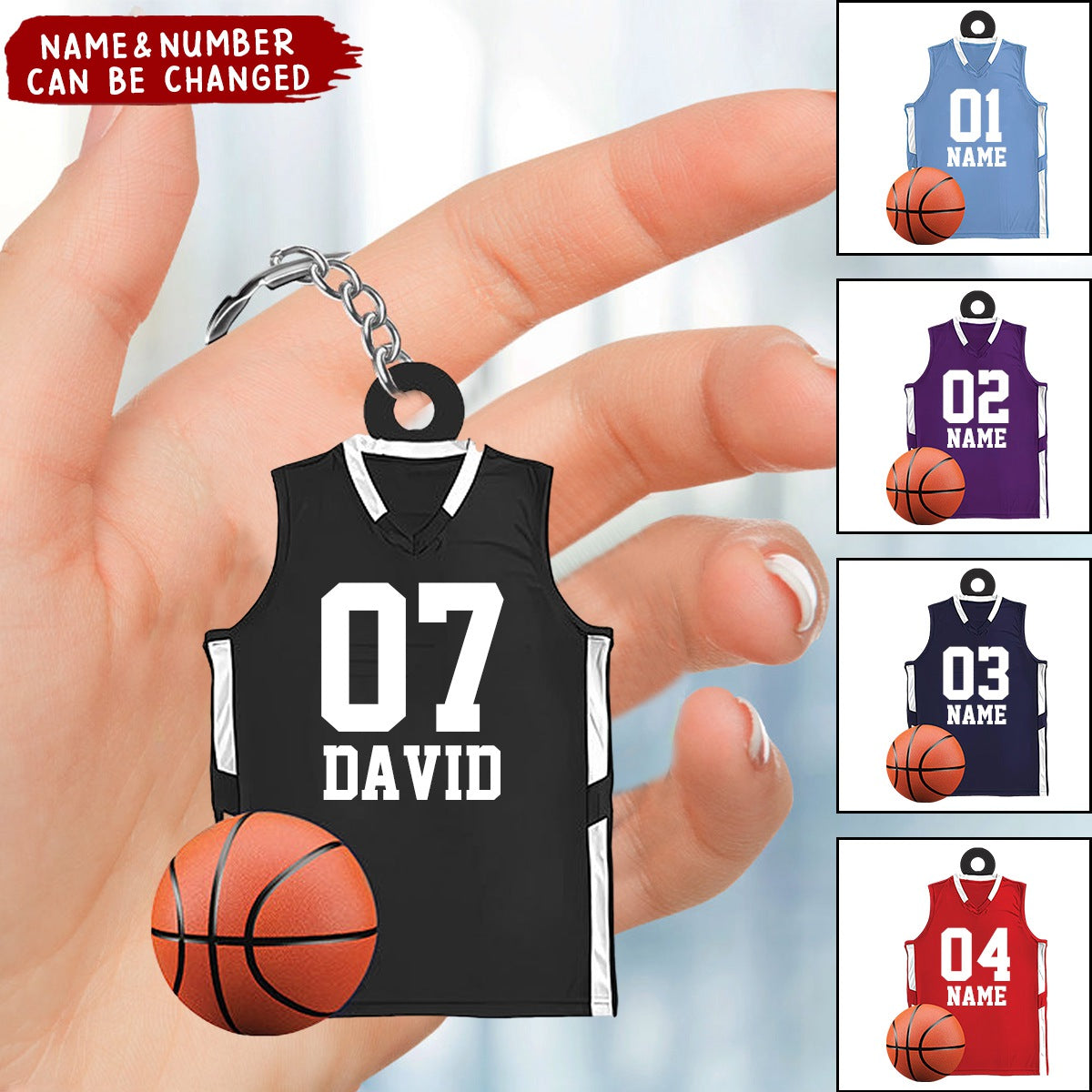 Personalized Basketball Jersey Keychain, Basketball Player Gift