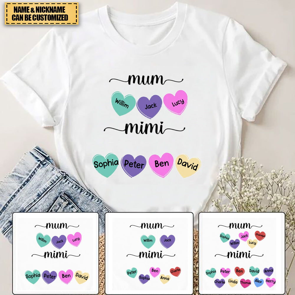 Mom/Grandma With Children Names - Personalized T-Shirt - Best Gift For Mother, Grandma