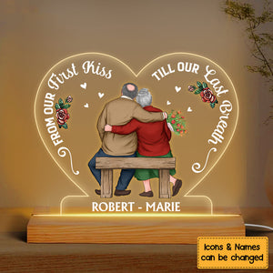 Gift For Senior Couple From Our First Kiss Till Our Final Breath Plaque LED Lamp Night Light