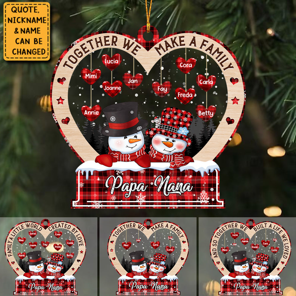 Sparkling Christmas Papa Nana Dad Mom Sweet Hearts Kids, Together We Make A Family Customized Ornament