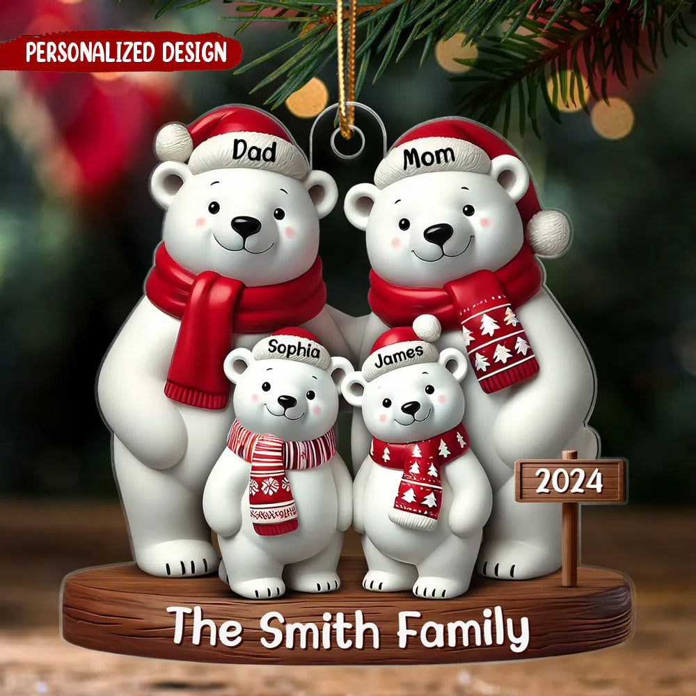 Polar Bears Christmas Family Personalized Acrylic Ornament