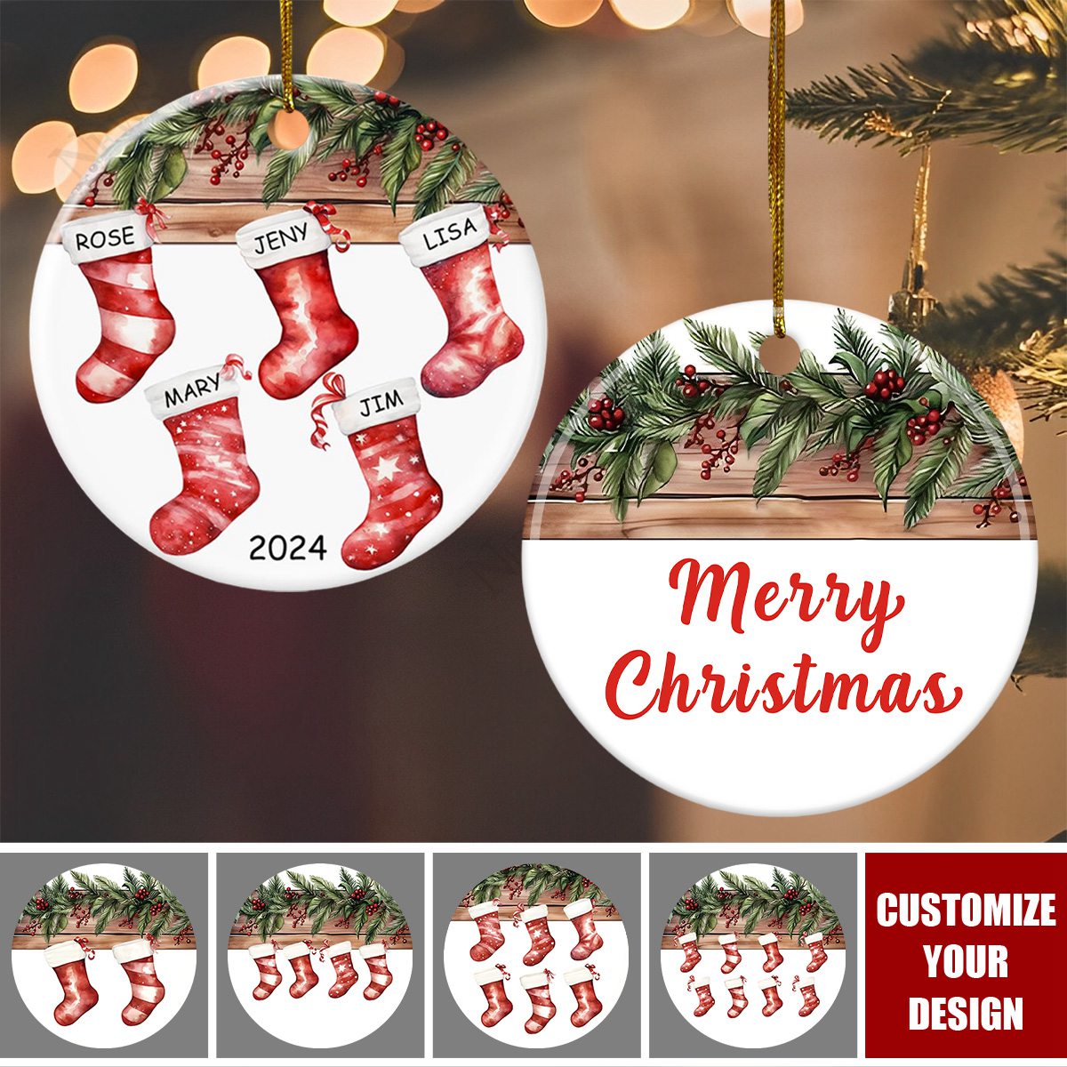 Personalized Christmas Stocking Ornament Sublimation