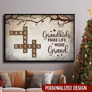 Grandkid Makes Life More Grand-Personalized Poster Gift For Grandma