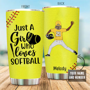 Personalized Tumbler, Gift For Softball Fans, Eat Sleep Softball Repeat