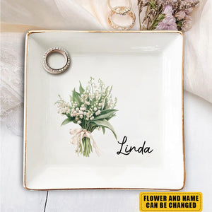 Birth Month Flower - Bestie Personalized Custom Jewelry Dish