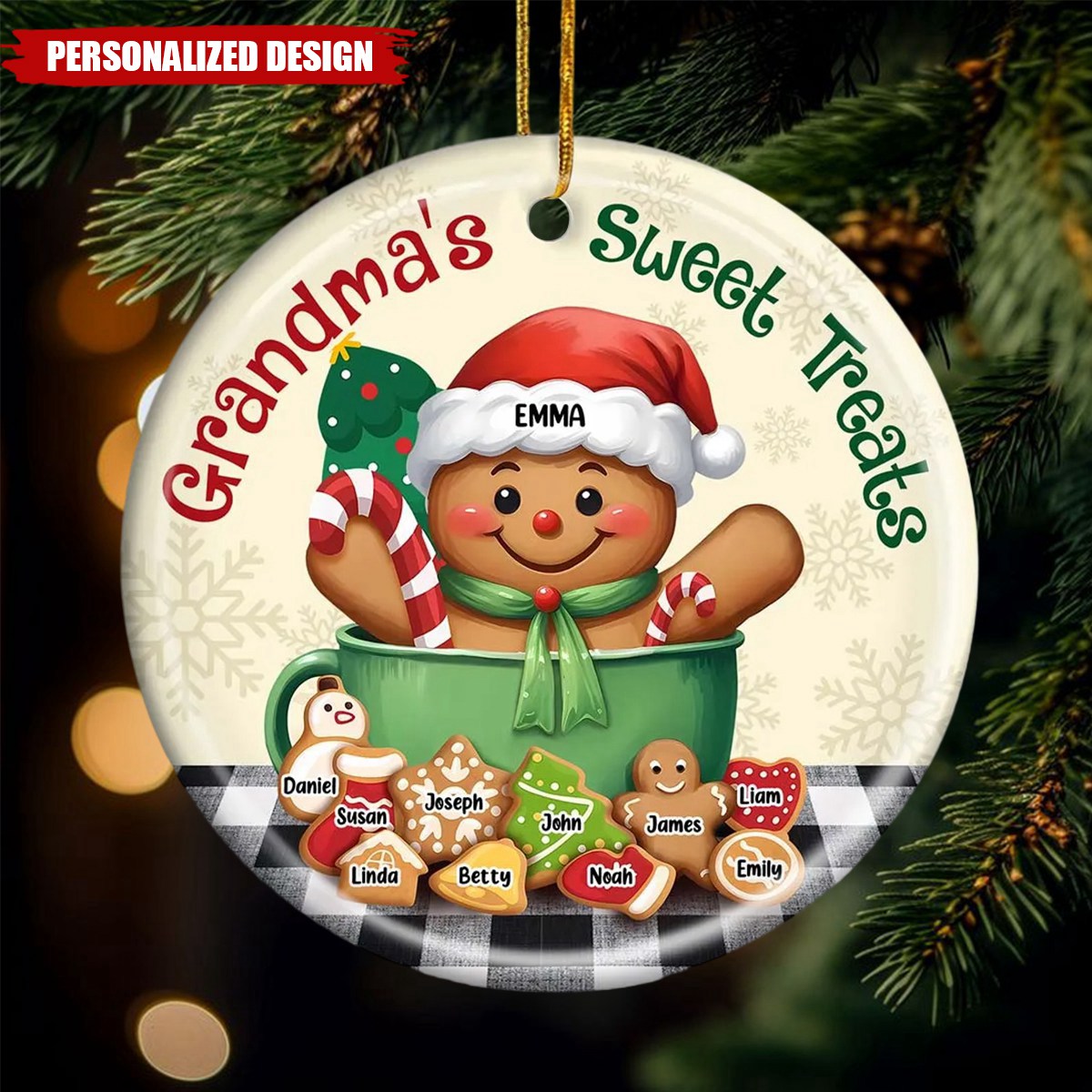 Personalized Grandma’s Sweet Treats – Christmas Gifts For Grandma Circle Ornament