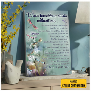 When Tomorrow Starts Without Me Canvas, Memorial Canvas, Poem Canvas, Dragonfly Canvas