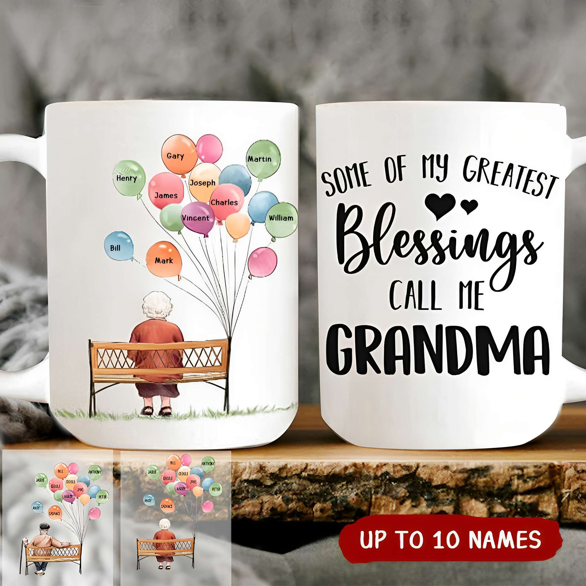 Our greatest blessings call us Grandpa & Grandma-Personalized coffee mug gift for grandparents