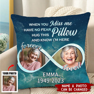 Custom Photo Hug This Pillow When You Miss Me - Memorial Personalized Custom Pillow