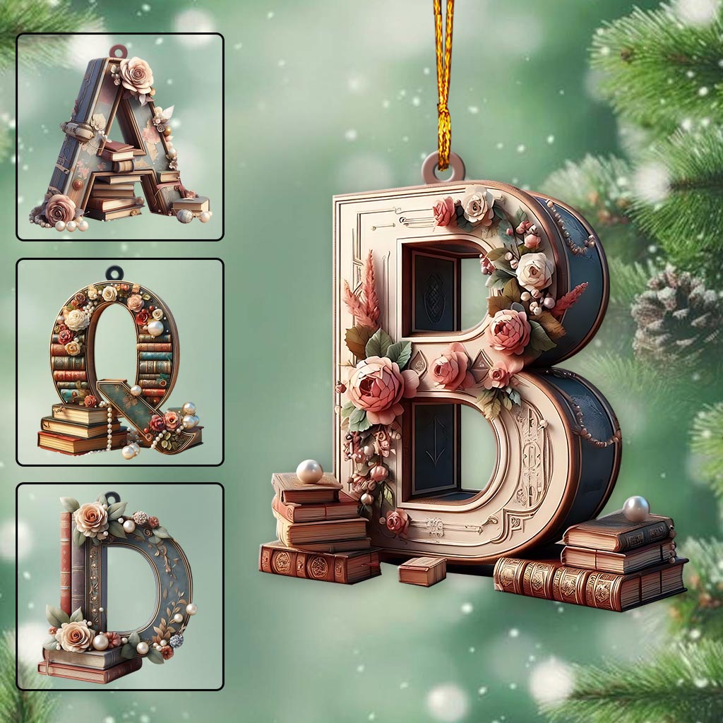 Vintage Book Letter Ornament - Personalized Book Ornament