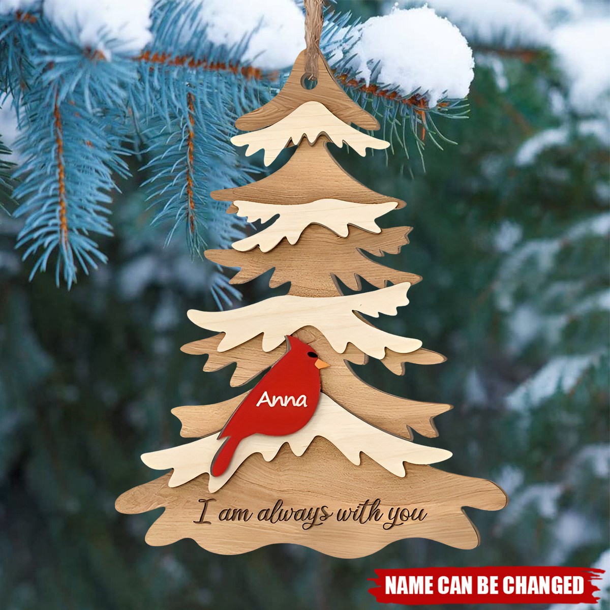 Personalized Memorial Christmas Tree Cardinal Ornament