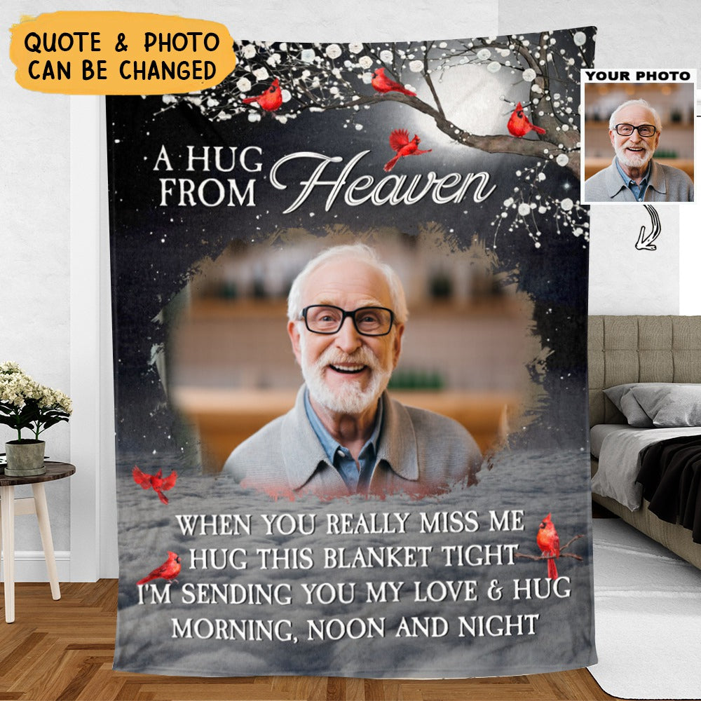 A Hug From Heaven - Personalized Photo Blanket - pixisid