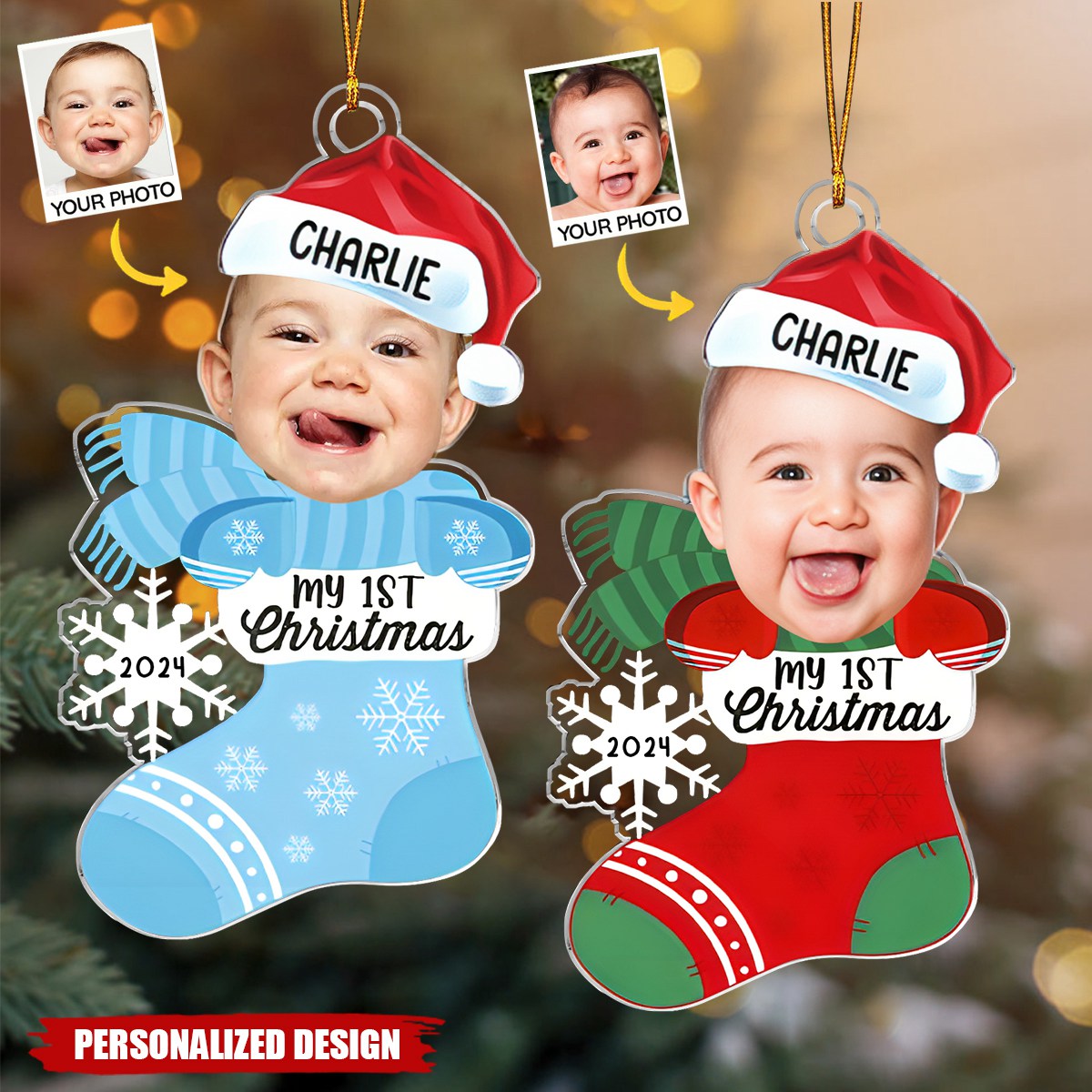 Christmas Gifts For Newborns - Family Personalized Upload Photo Ornament