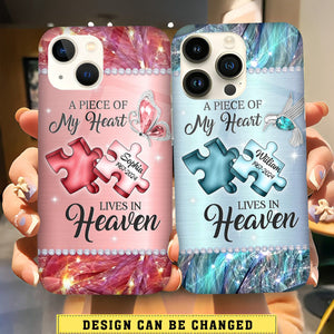 A Piece Of My Heart Lives In Heaven - Memorial Personalized Custom Clear Phone Case