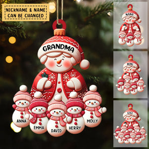 Grandma Snowman With Little Snowman Kids Personalized Acrylic Ornament