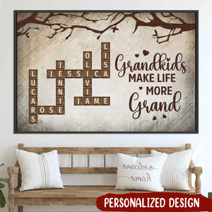 Grandkid Makes Life More Grand-Personalized Poster Gift For Grandma