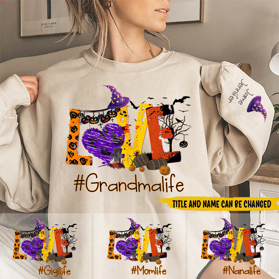 Halloween Love Grandma Life and Kids Personalized Sweatshirt Gift