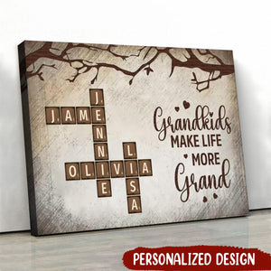 Grandkid Makes Life More Grand-Personalized Poster Gift For Grandma