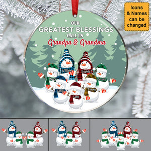 Family - Our Greatest Blessings Call Us Grandma And Grandpa - Personalized Circle Ornament