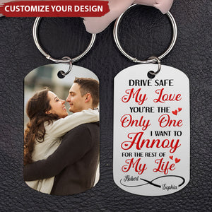 Drive Safe Image Upload Couple Personalized Stainless Steel Keychain