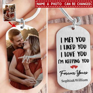 I Met You I Liked You I Love You Keeping You Photo Inserted Personalized Aluminum Keychain