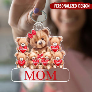 Grandma Mama Bear With Little Bear Kids Personalized Acrylic Keychain