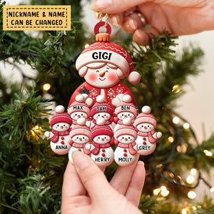 Grandma Snowman With Little Snowman Kids Personalized Acrylic Ornament