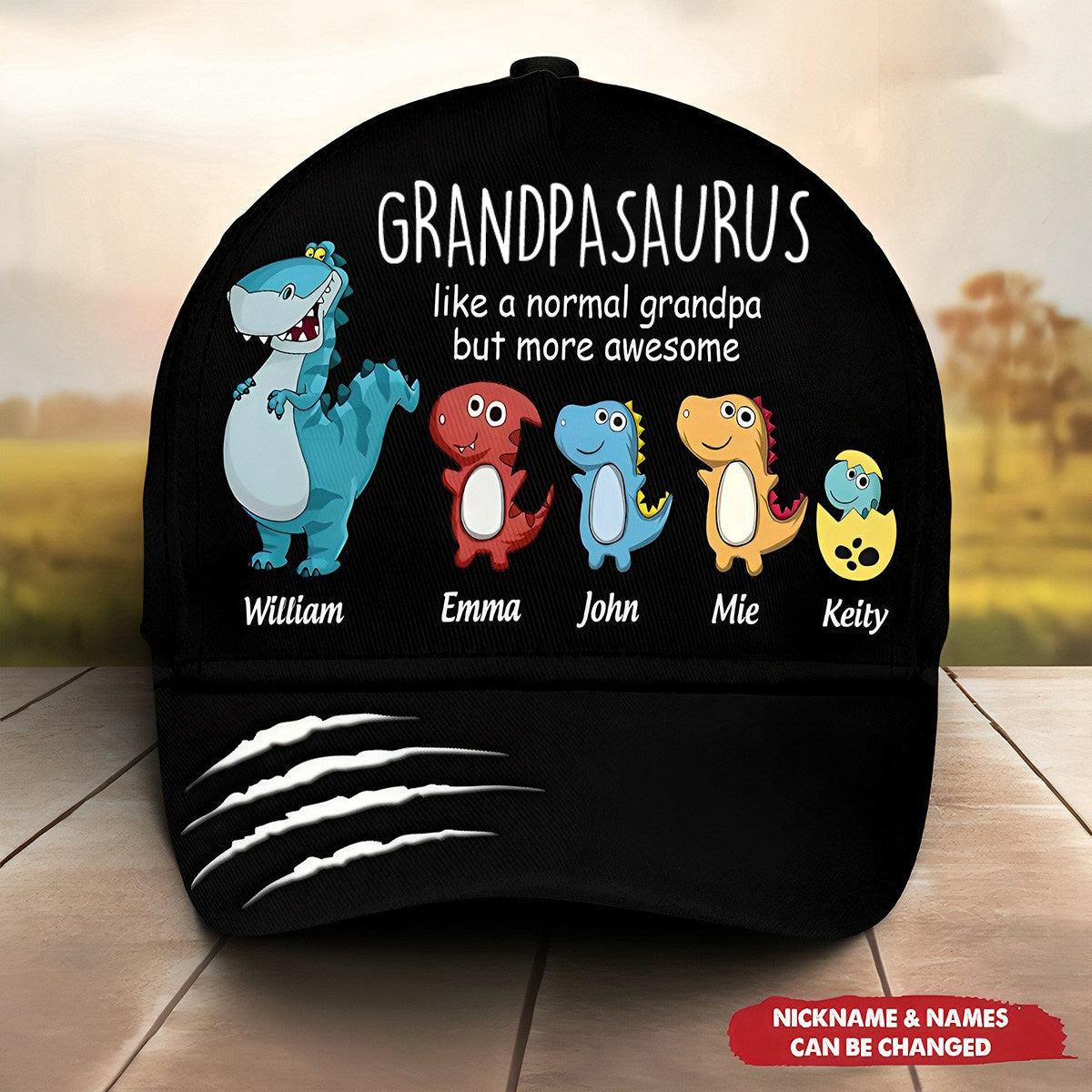 Grandpasaurus And Kids Personalized Cap