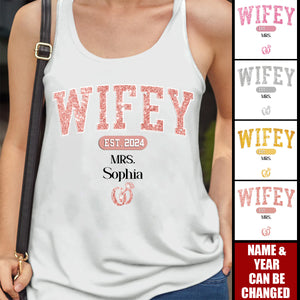 Wifey Est - Couple Personalized Custom Racer Back Tank Top