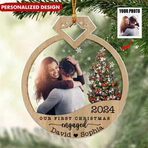 Our First Christmas Since Engagement-Personalized Double Ornament-Upload Photo