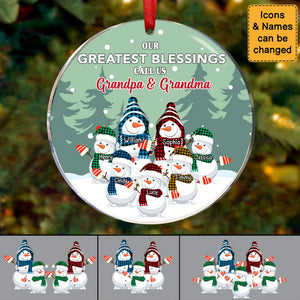 Family - Our Greatest Blessings Call Us Grandma And Grandpa - Personalized Circle Ornament