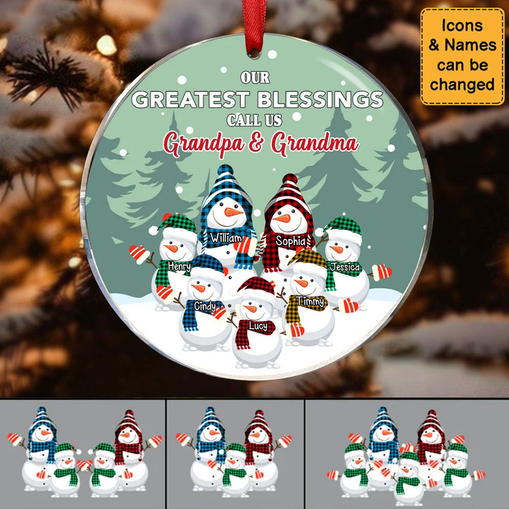 Family - Our Greatest Blessings Call Us Grandma And Grandpa - Personalized Circle Ornament
