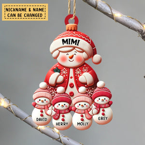 Grandma Snowman With Little Snowman Kids Personalized Acrylic Ornament