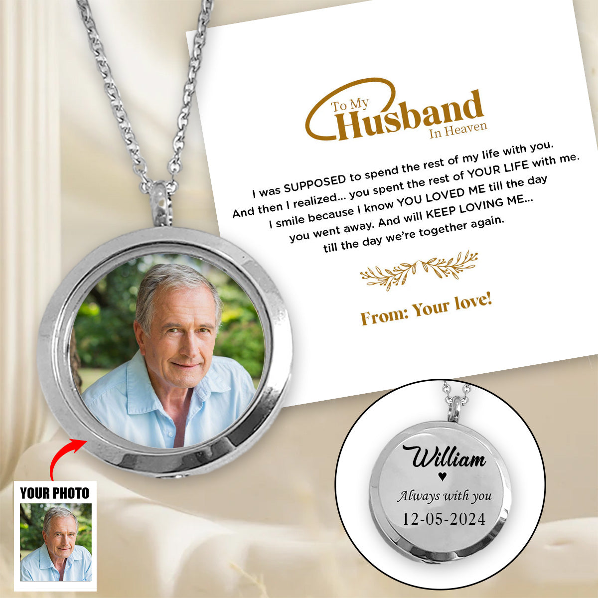 Always with you - Personalized Locket Necklace With Photo