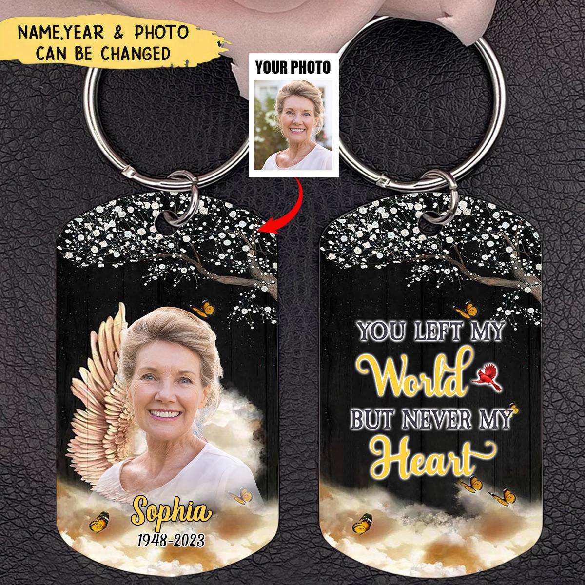 Custom Photo Angel Wings Personalized Memorial Aluminum Keychain