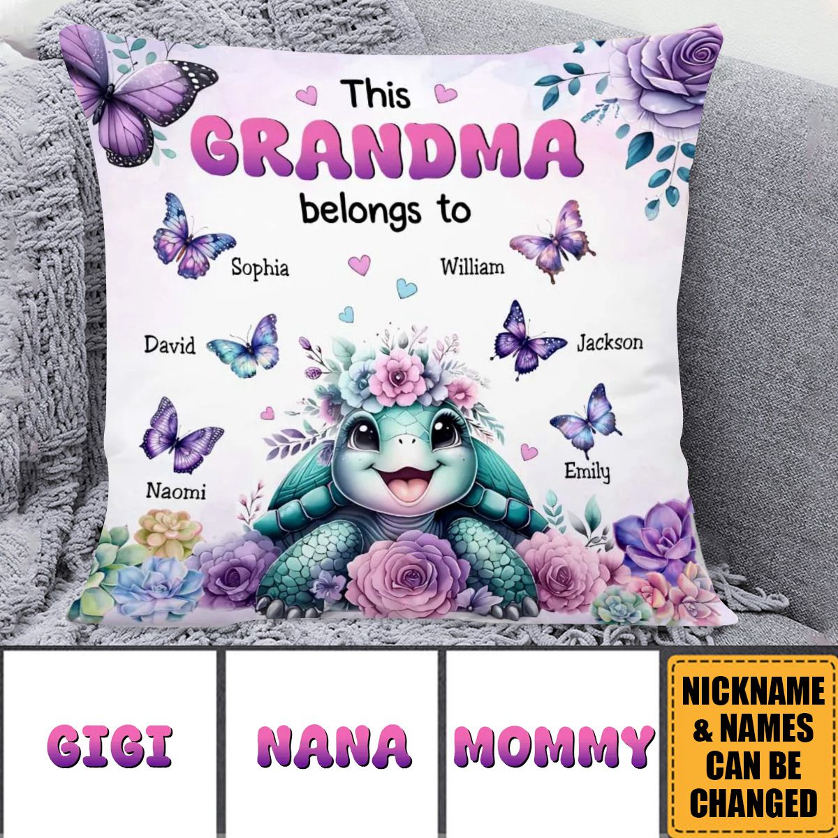 Grandma Turtle & Grandchildren-Personalized Customized Pillowcase-Gift For Family