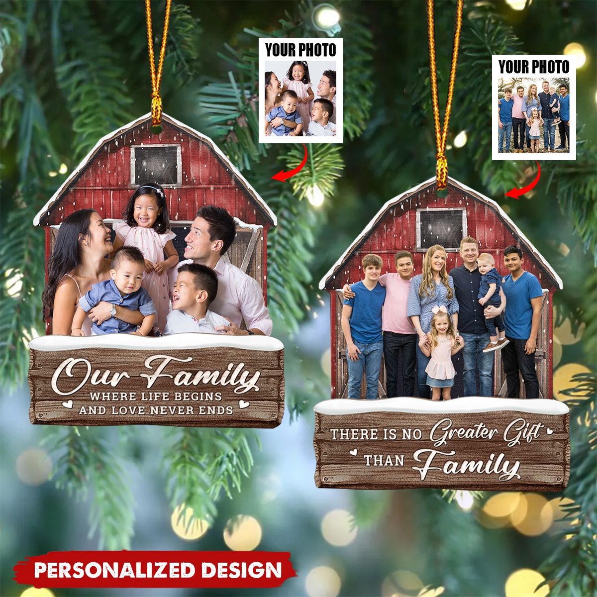 There Is No Greater Gift Than Friendship/Family-Personalized Ornament-Upload Photos