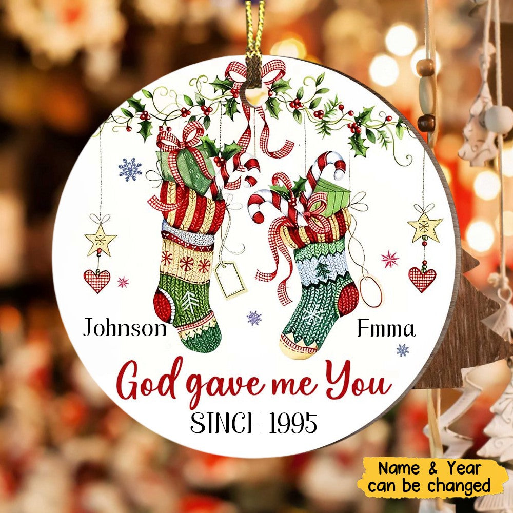 Gift For Couple God Gave Me You Personalized Circle Ornament