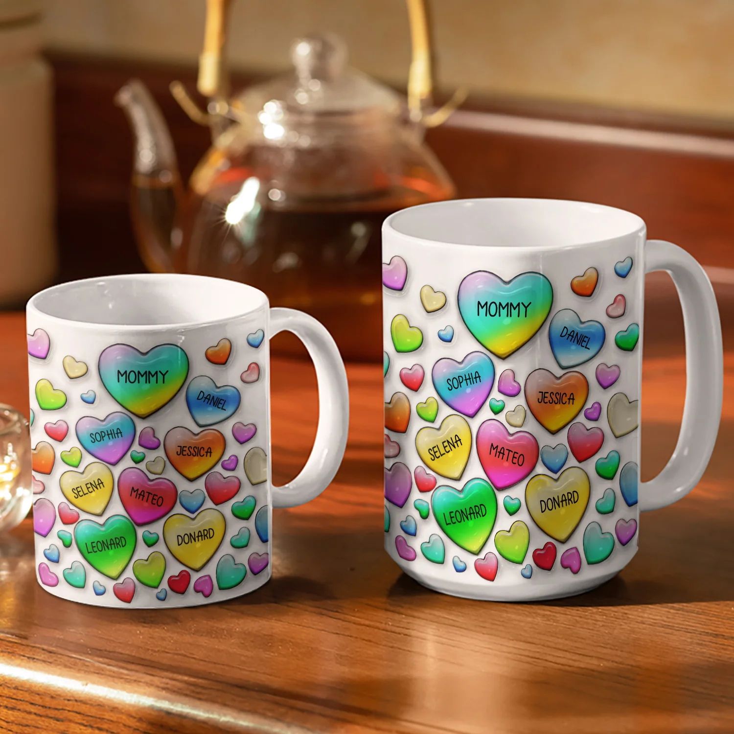 Grandma's Sweethearts Heart By Heart- Personalized 3D Inflated Mug