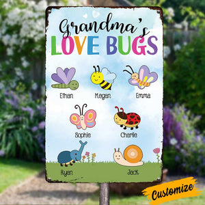 Grandma Love Bugs Gardening Garden Outdoor Metal Sign