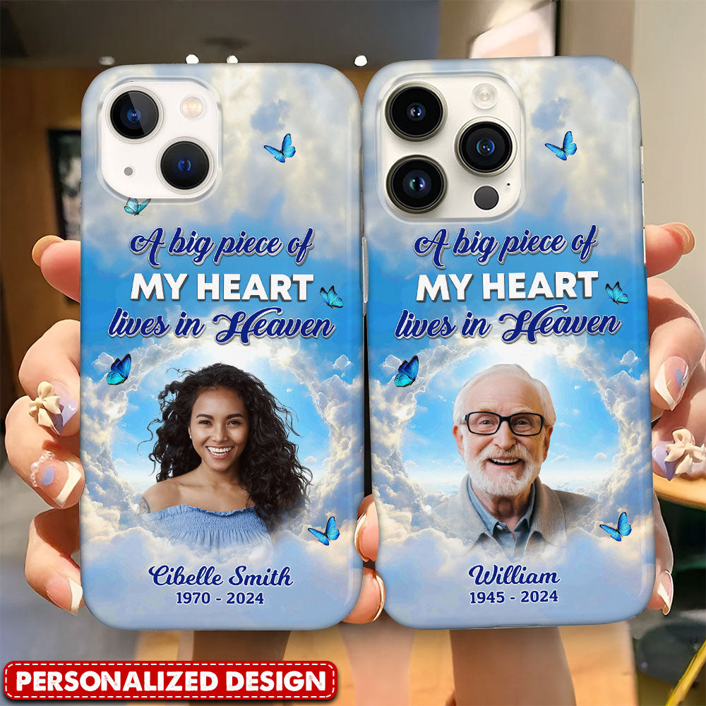 Memorial Insert Image Blue Heaven, A Big Piece Of My Heart Lives In Heaven Personalized Phone Case
